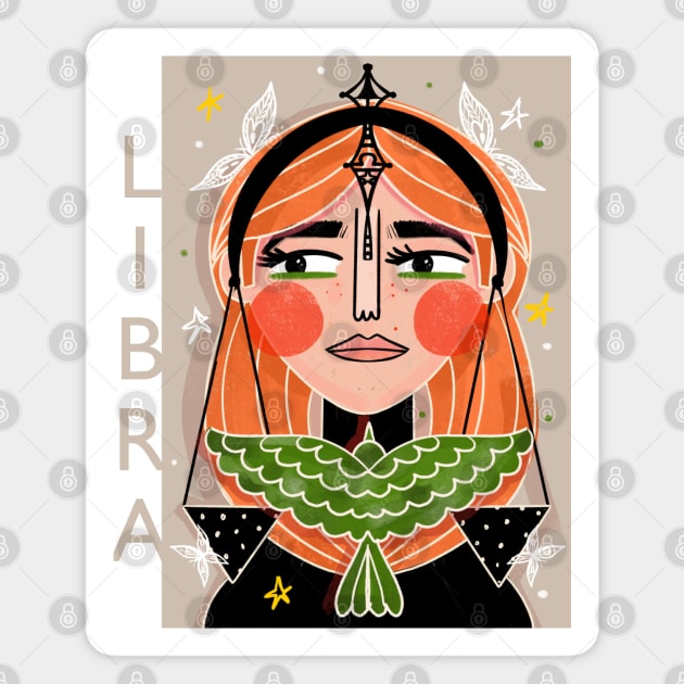 LIBRA GIRL Magnet by NICHOLACOWDERYILLUSTRATIONS 